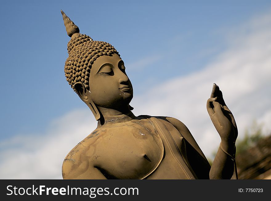 Ola buddha in the ancient sukhothai archeolocical park