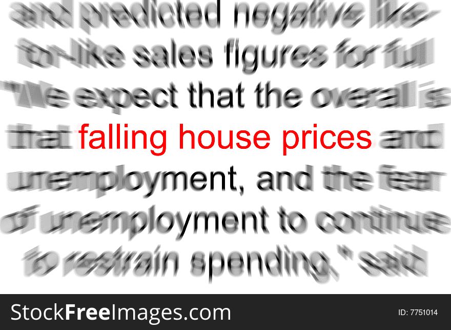 Abstract photo of the words falling house prices