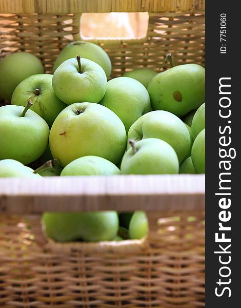Green apple fruit in basket