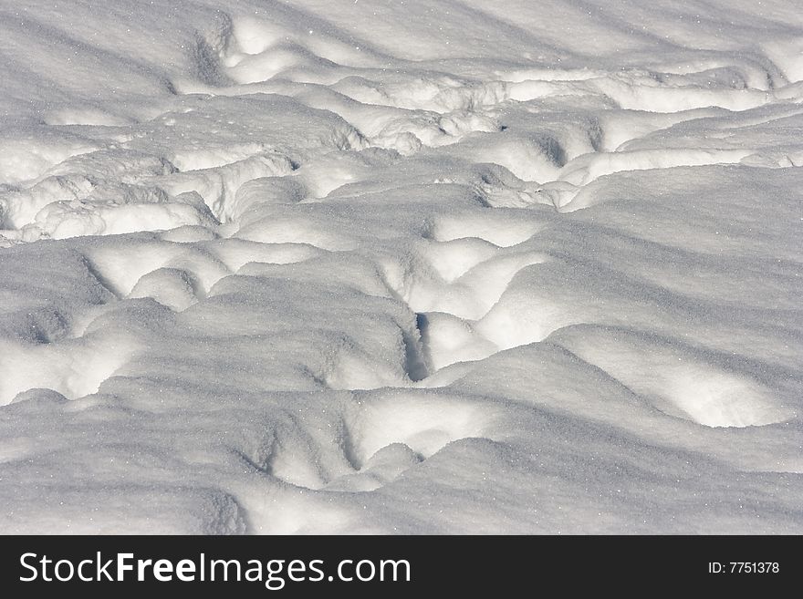 Footprint in snow.