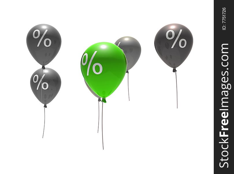 Balloons with percent symbols