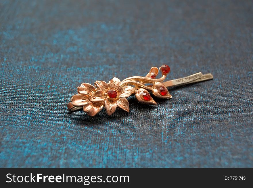 The barrette with red crystal. The barrette with red crystal