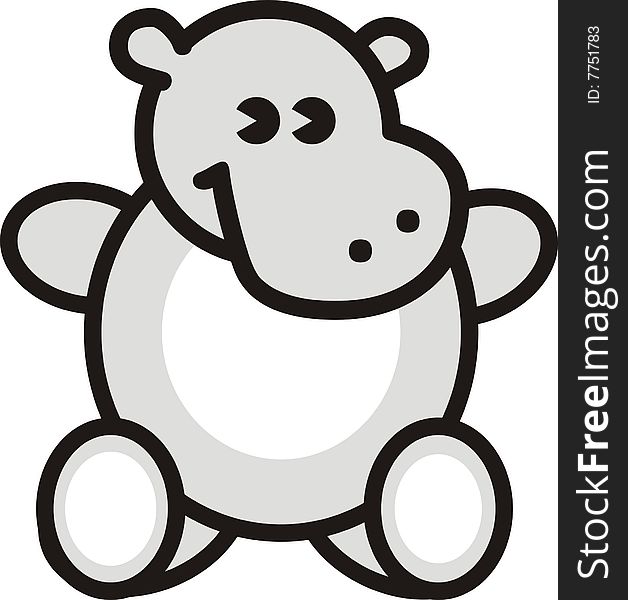 Little funny gray hippo graphic illustration. Little funny gray hippo graphic illustration