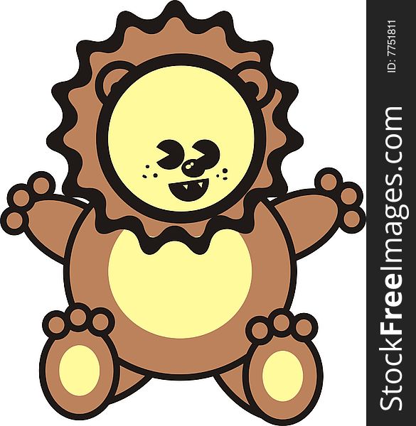 Little funny brown lion graphic illustration. Little funny brown lion graphic illustration