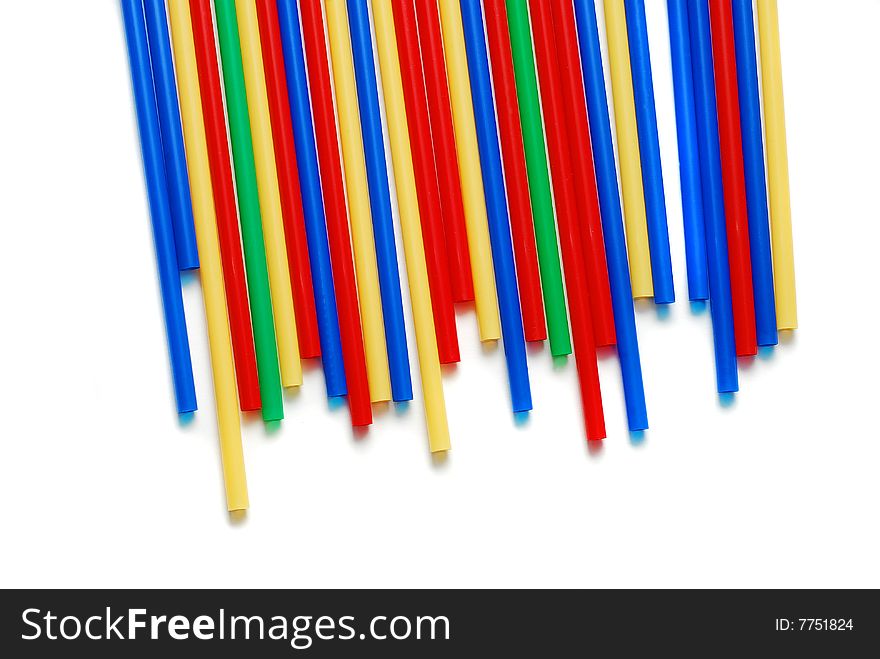 Coloured straws isolated on white