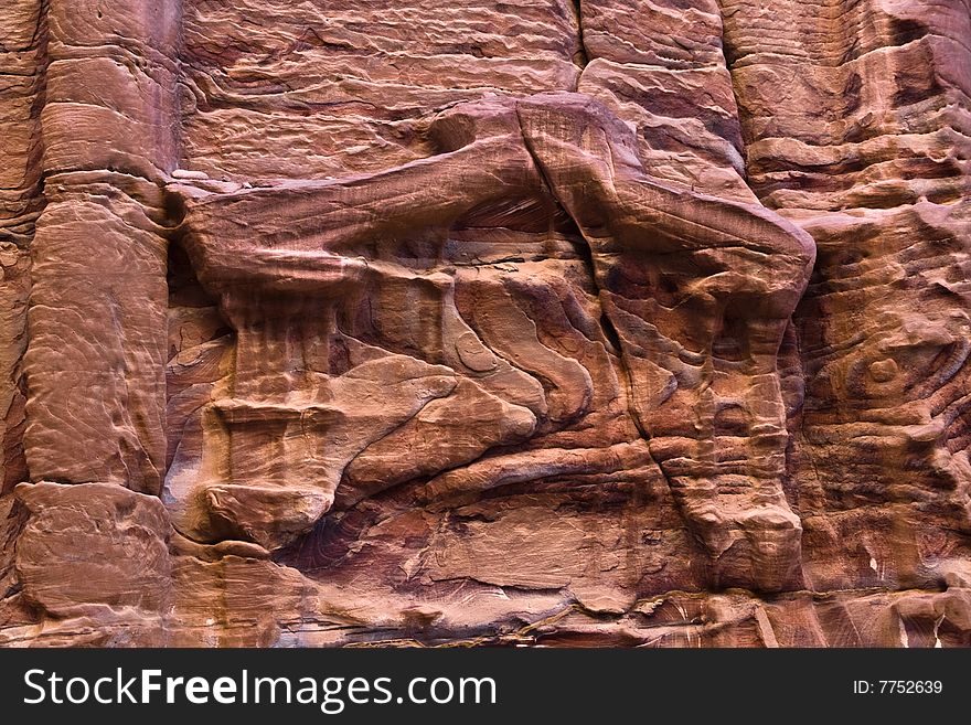 A fragment of a relief arches. Nabatean tomb in Petra, Jordan