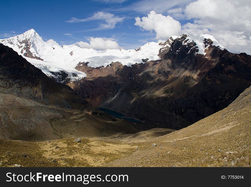 Panorama view of the cordillera blanca in peru. Panorama view of the cordillera blanca in peru