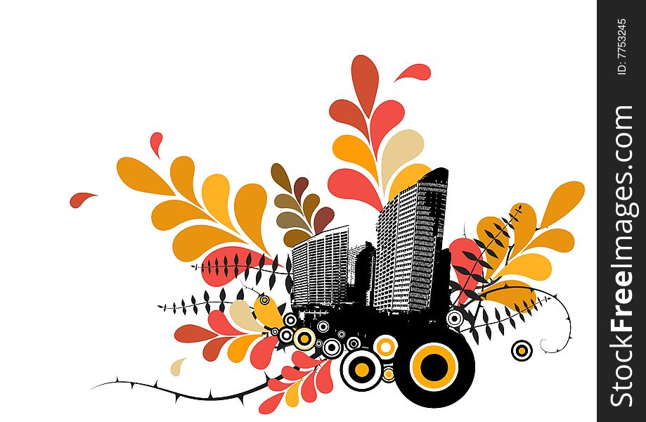 Abstract illustration with city. Vector