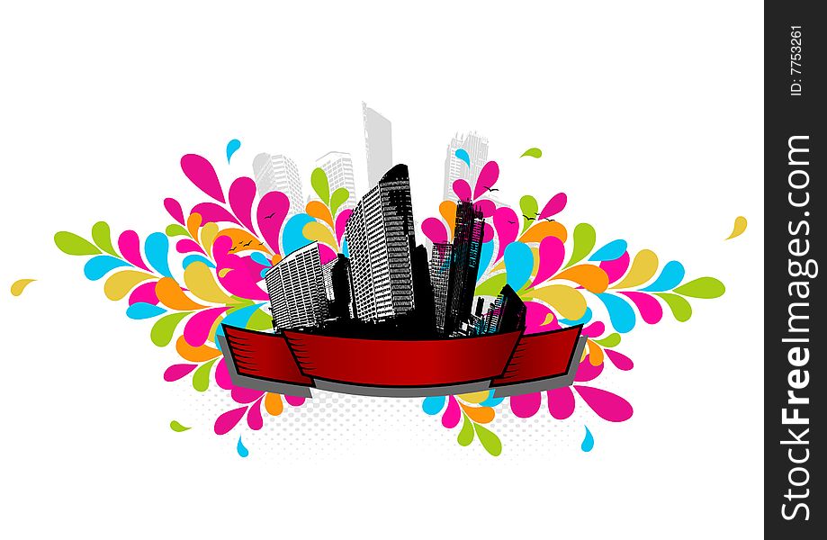 Abstract illustration with city. Vector