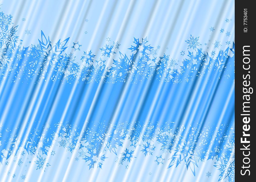 Blue abstract background with snowflakes.
