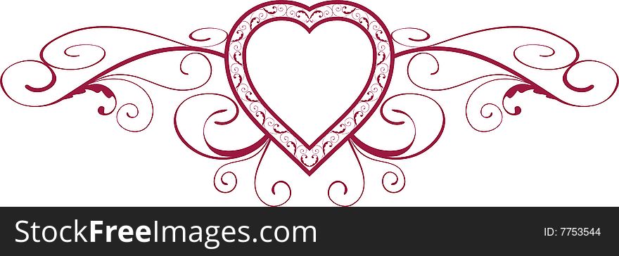 Heart with floral ornament (vector). Heart with floral ornament (vector)