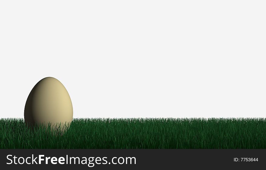 Easter egg in the gras with white background