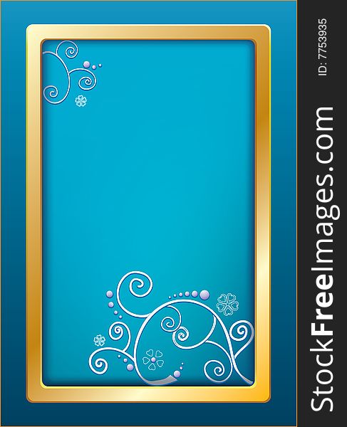 Golden frame.Vector decorative illustration for graphic design.