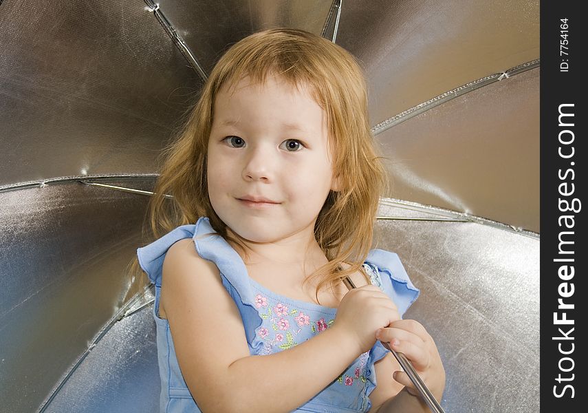 Small Pretty Girl With Umbrella