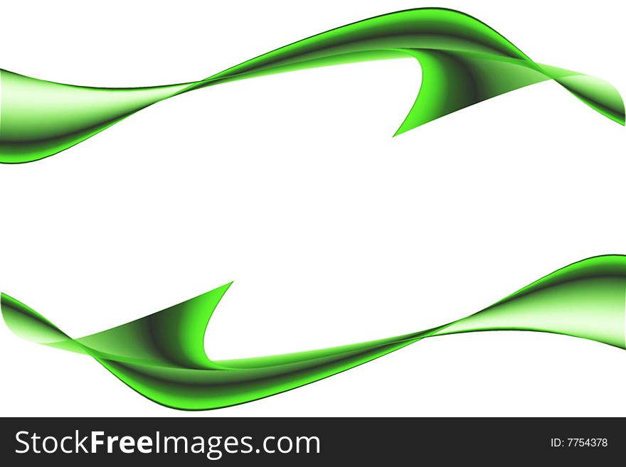 Green abstract waves on white background