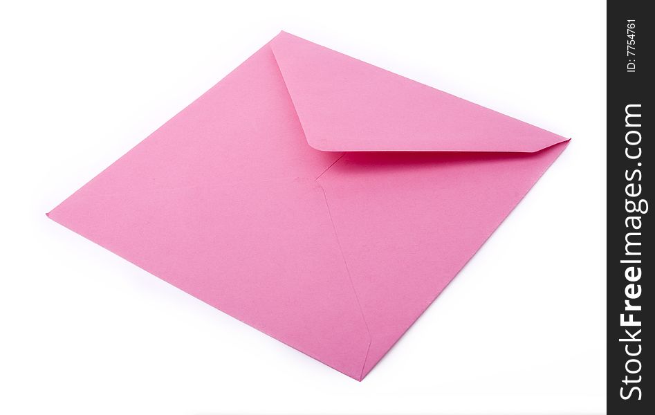 Pink envelope on a white background