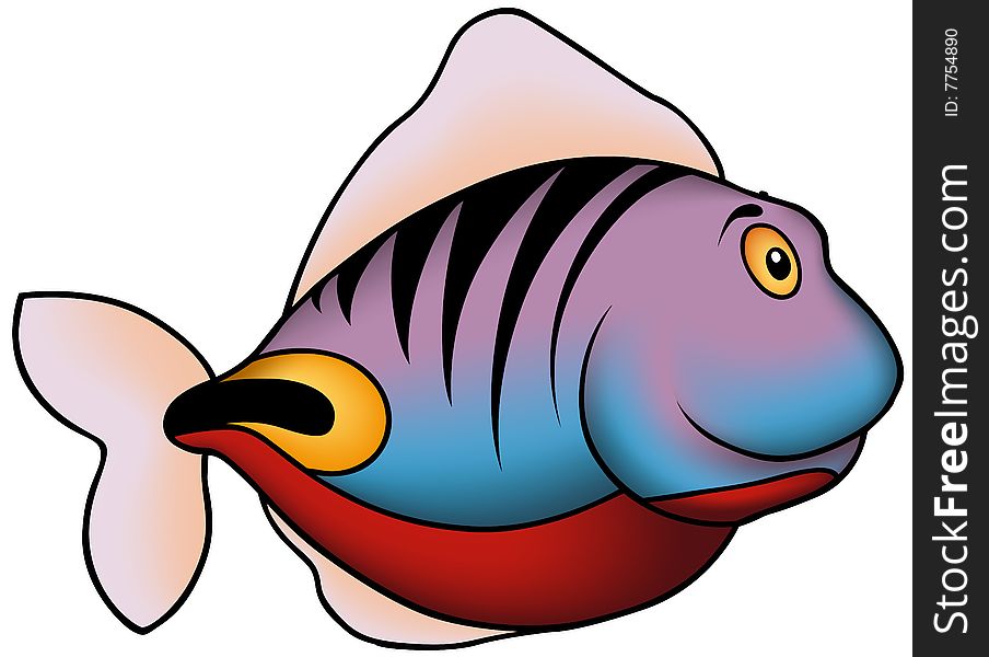 Violet-blue coral fish - colored cartoon illustration as vector (Fish 44)