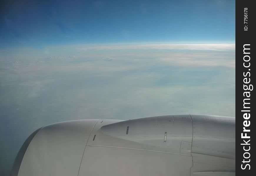 View of plane motor from window