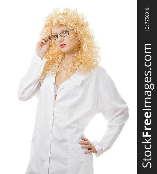 Sexual trained nurse on a white background