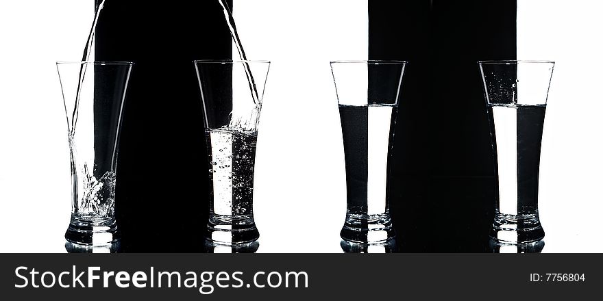 Still life with water on the white background