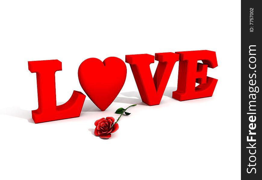 Perfect for Valentines Day - 3D render of red heart used to create the word Love. Perfect for Valentines Day - 3D render of red heart used to create the word Love