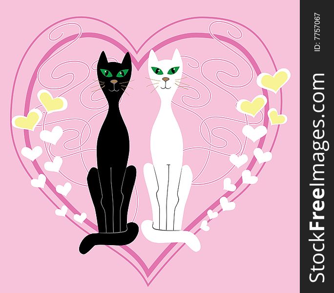 Cat illustration pet animal sit vector couple