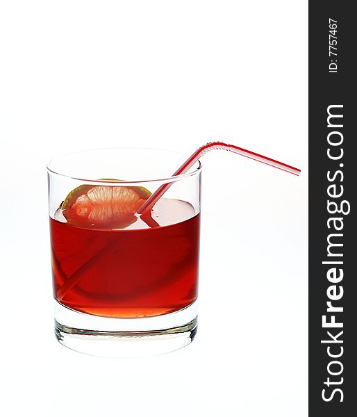 Red tea with a lemon isolated on a white background