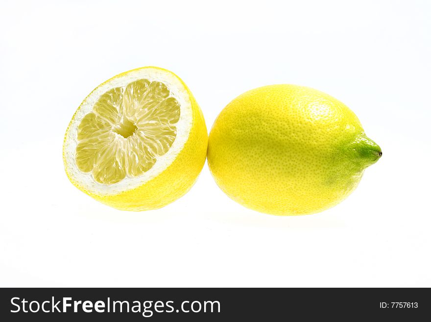 Beautiful lemons over a white background