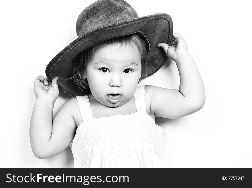 Little girl with short hair and beautiful facial expressions