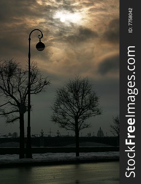 The embankment of the Neva in Saint Petersburg. The embankment of the Neva in Saint Petersburg