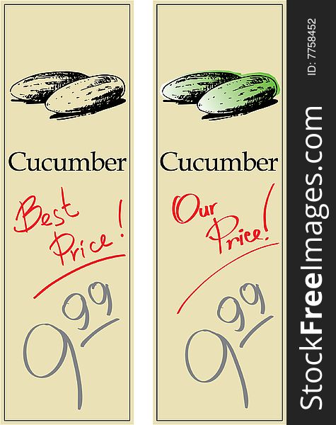 Cucumber - Two Price Tags with Vintage Effect