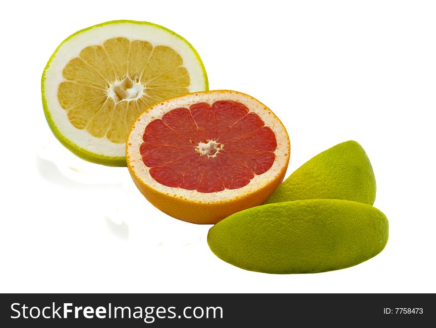 Bright grapefruit isolated on a white background. Bright grapefruit isolated on a white background