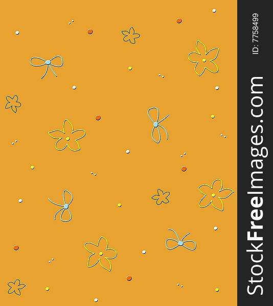 Seamless pattern with flowers and dot