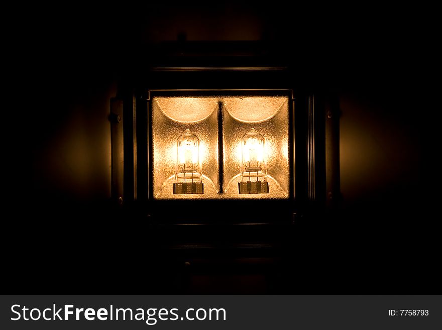 Shoot of two studio lamps glowing on max power. Shoot of two studio lamps glowing on max power