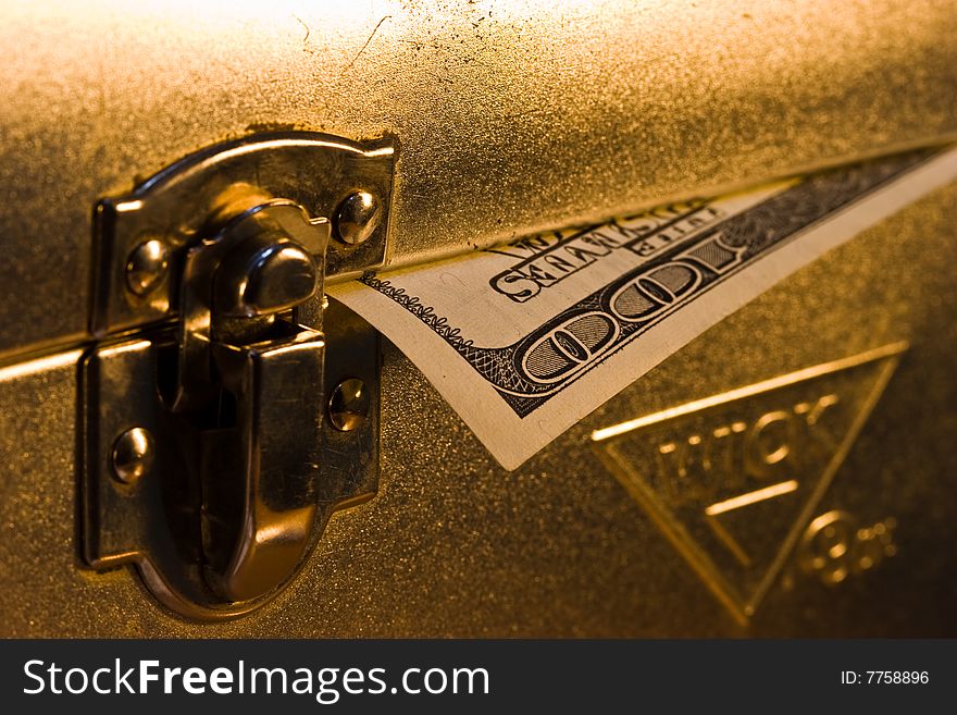 Money series: steel box with lock and dollar. Money series: steel box with lock and dollar