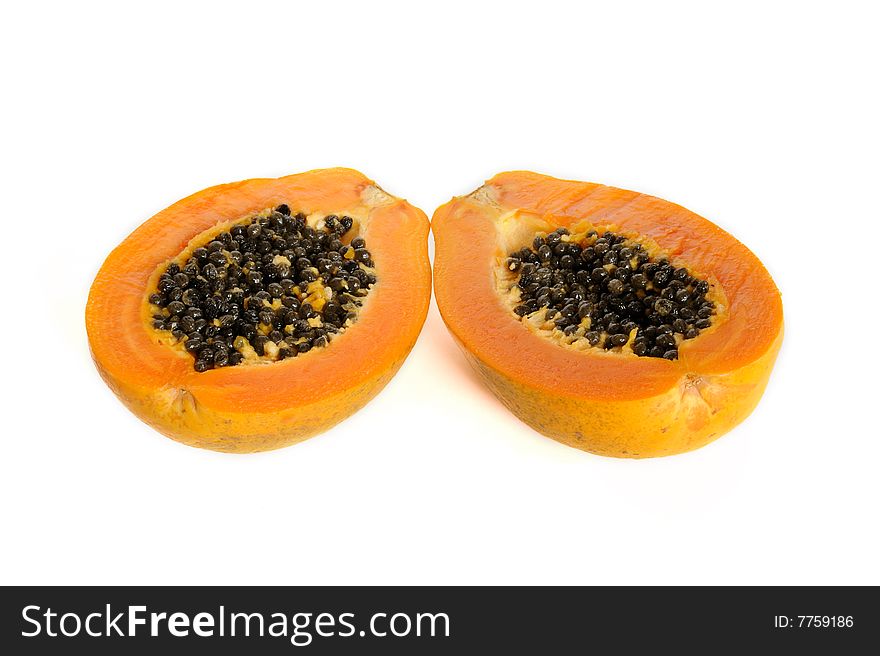 Papaya fruit isolated on white background