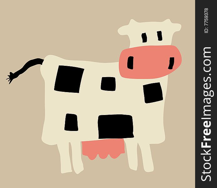 Illustration of the cow on yellow background