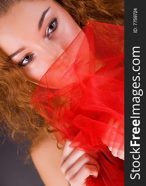 Portrait of romantic girl, studio shot