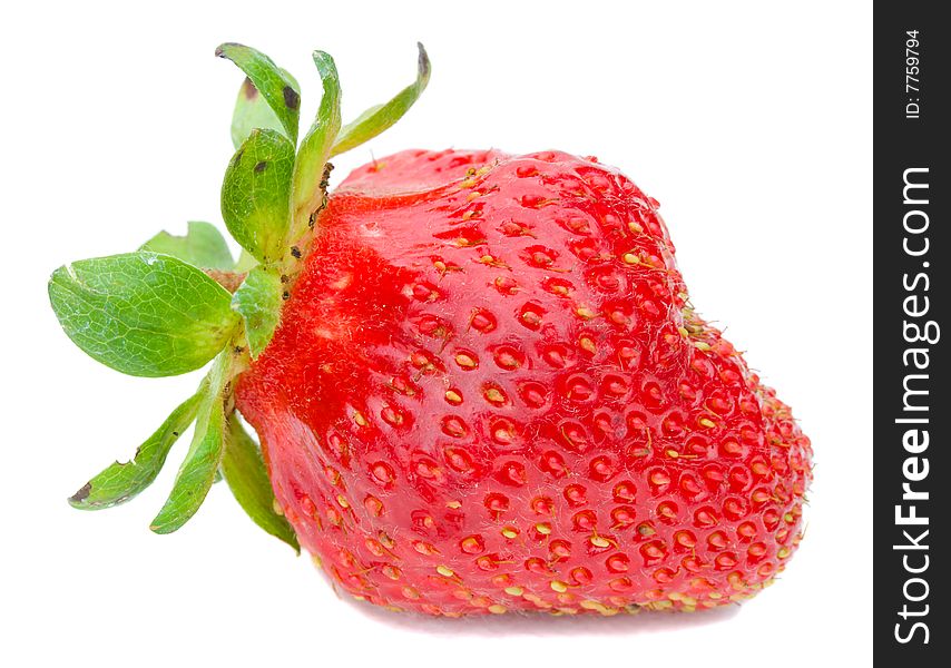 Close-up of ripe strawberry, isolated on white. Close-up of ripe strawberry, isolated on white