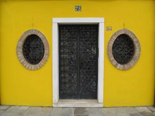 Yellow Doorway Round Windows Stock Photos Yellow Doorway Round Windows Stock Photos