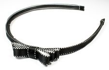Rim For Hair With Black Knot-butterfly On A White Stock Photo
