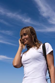 Young Woman Talking On A Cellphone Royalty Free Stock Image Young Woman Talking On A Cellphone Royalty Free Stock Image