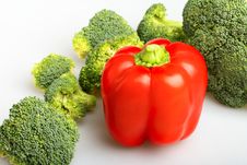 Green Broccoli And Red Pepper Royalty Free Stock Image Green Broccoli And Red Pepper Royalty Free Stock Image
