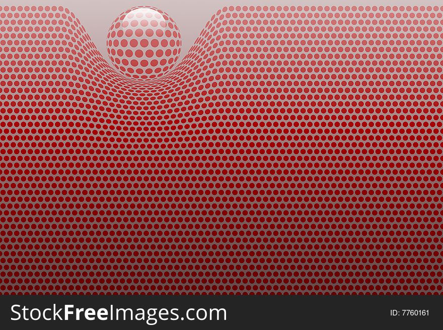 Red abstract composition with ball and dots. Red abstract composition with ball and dots.