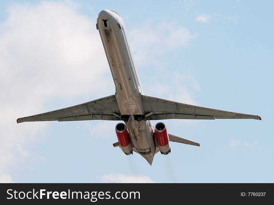 Climbing into the sky after take off. Climbing into the sky after take off