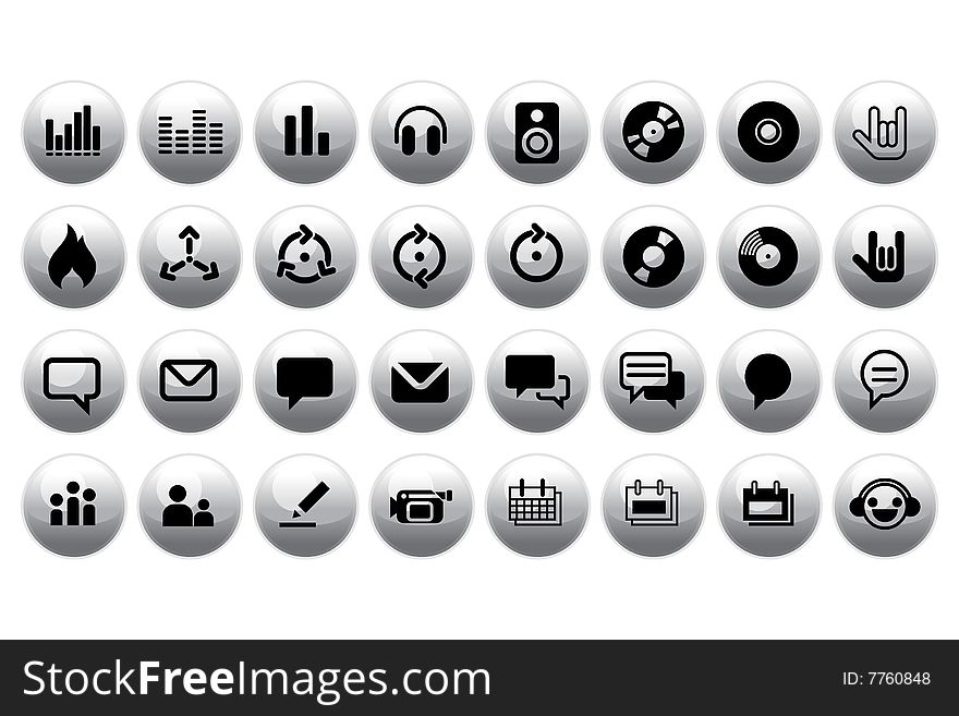 A set of 32 cool vector web buttons. A set of 32 cool vector web buttons