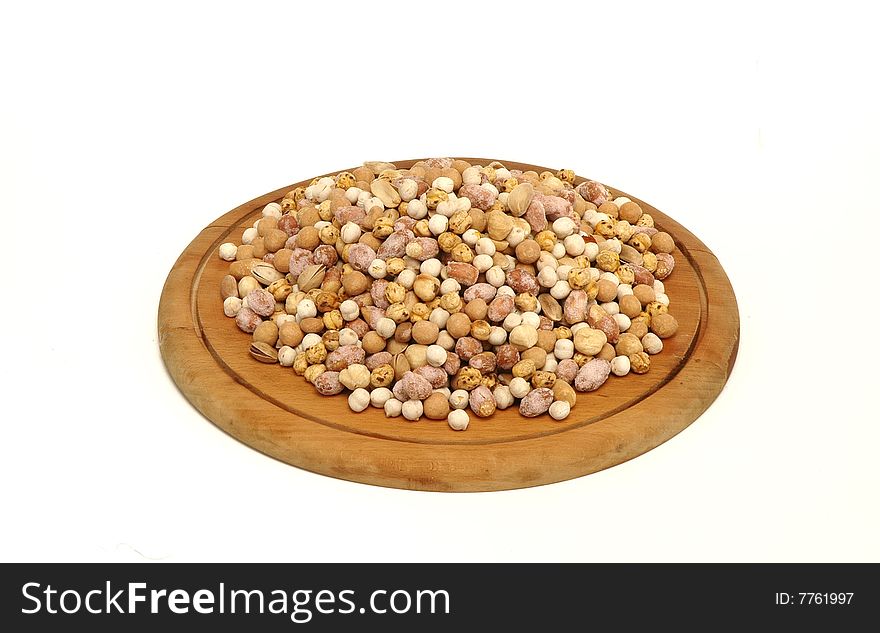 Dry fruits on the wood plate