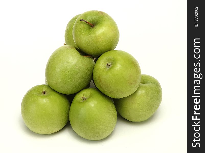 Green apples isolated at white
