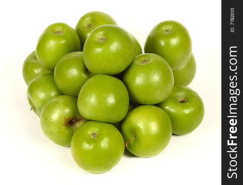 Green apples isolated at white