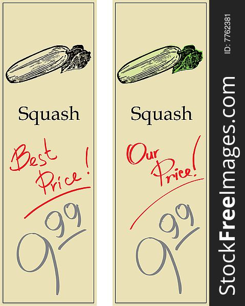 Squash - Two Price Tags with Vintage Effect